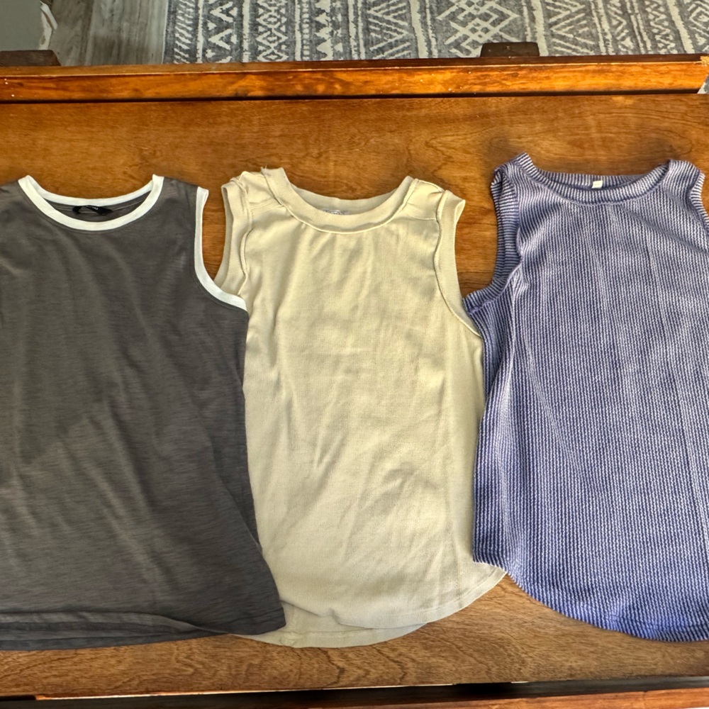 SHEIN Women's Tank Tops - Charcoal, Ivory, and Lavender